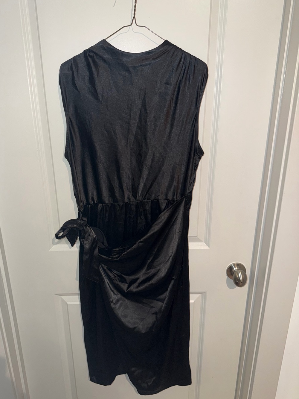 Grace Karin Black Sleeveless Midi Dress with Side Tie